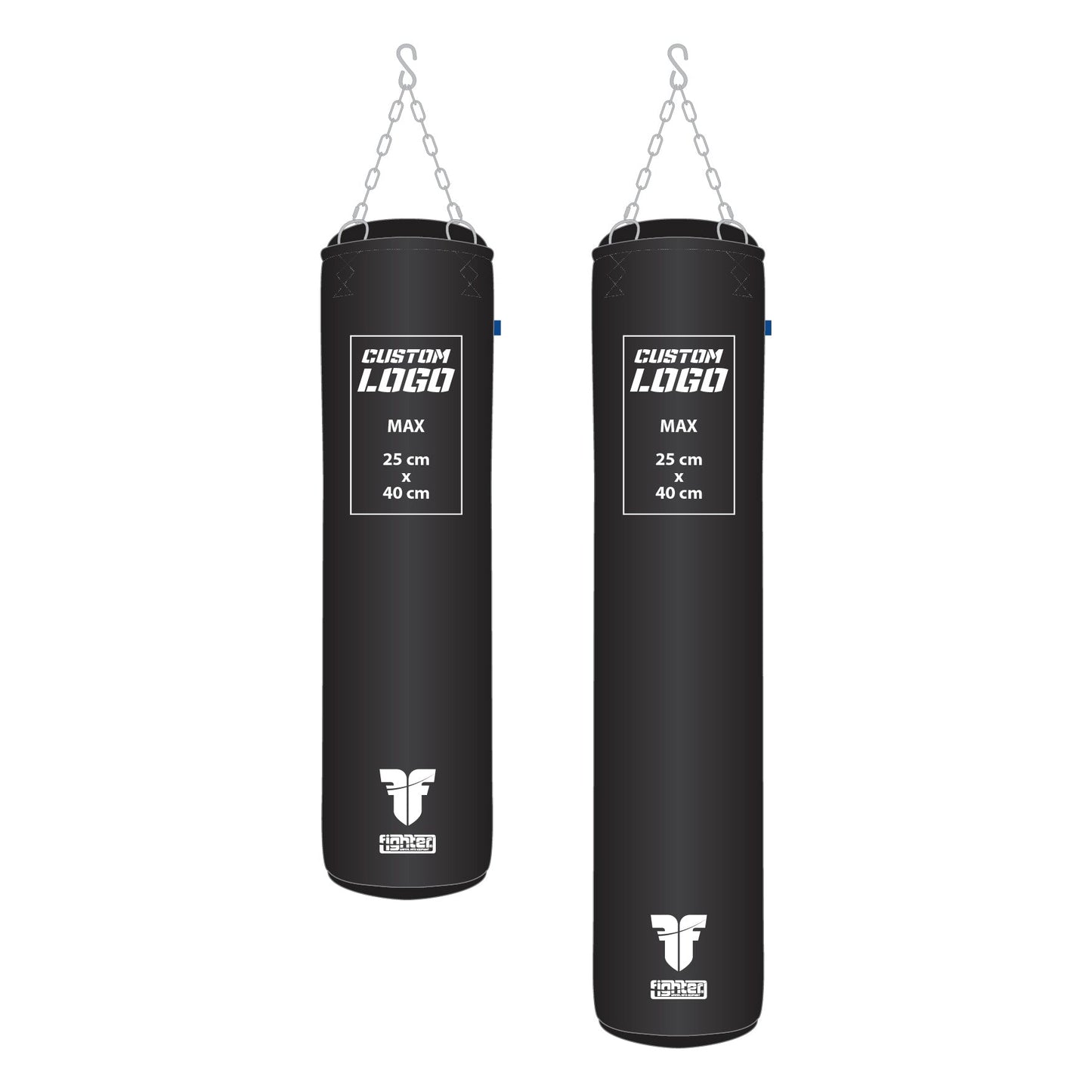 Sac de boxe Fighter Professional - logo personnalisé, 150 cm et 180 cm ; diamètre 36 cm