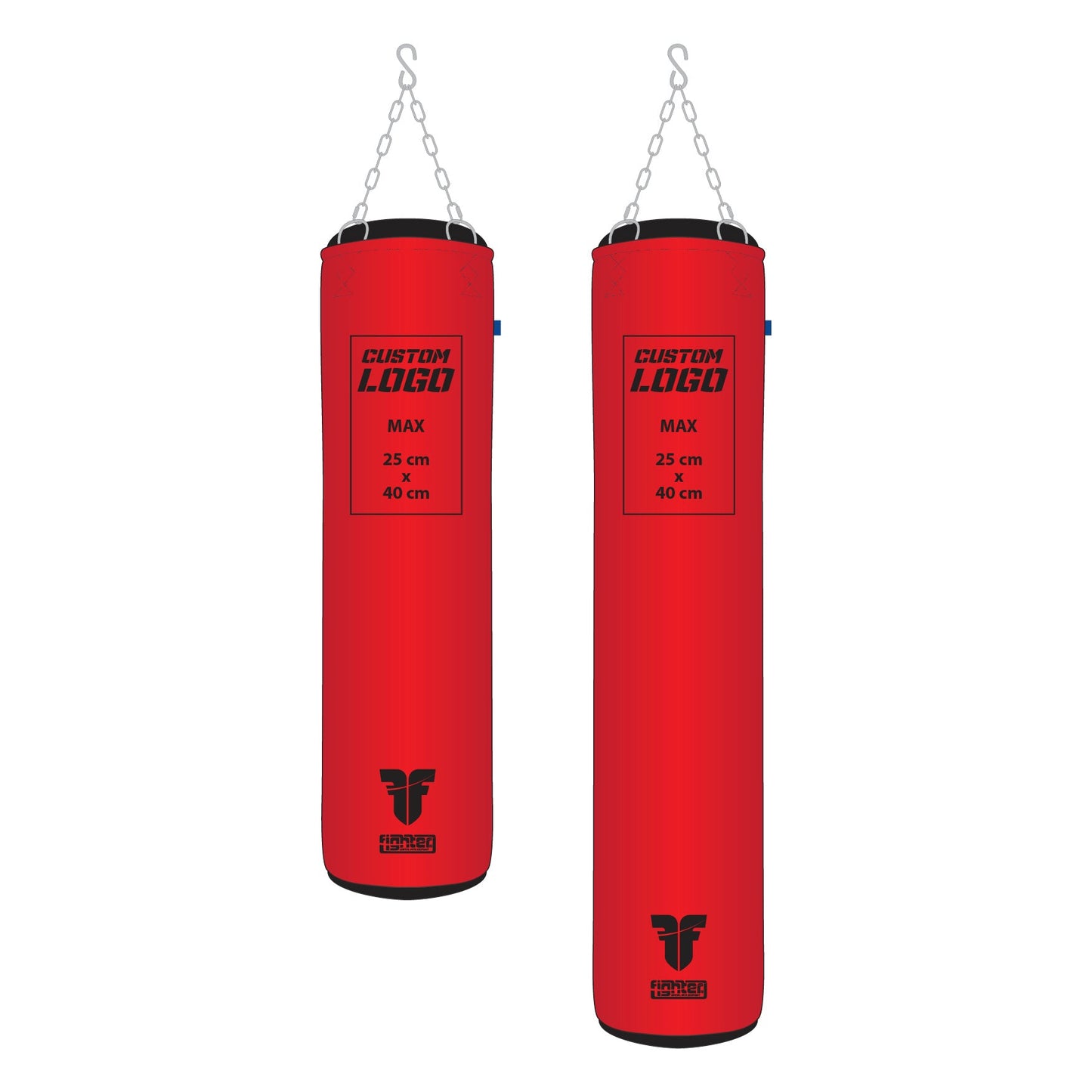 Sac de boxe Fighter Professional - logo personnalisé, 150 cm et 180 cm ; diamètre 36 cm